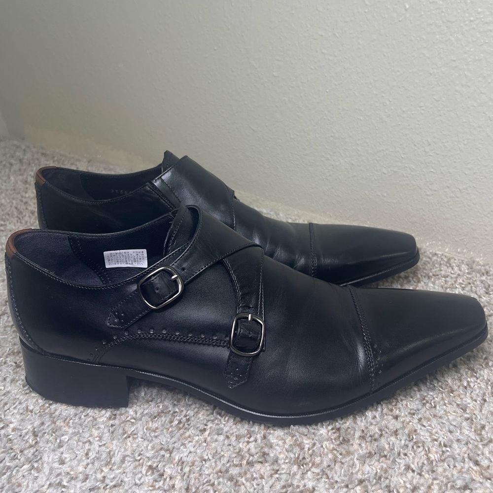 Katharine Hamnett London Black Leather Double Monk Strap Dress Shoes Mens